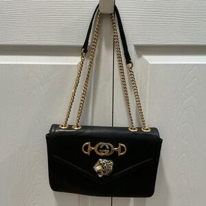GUCCI RAJAH shoulder cross body black leather bag